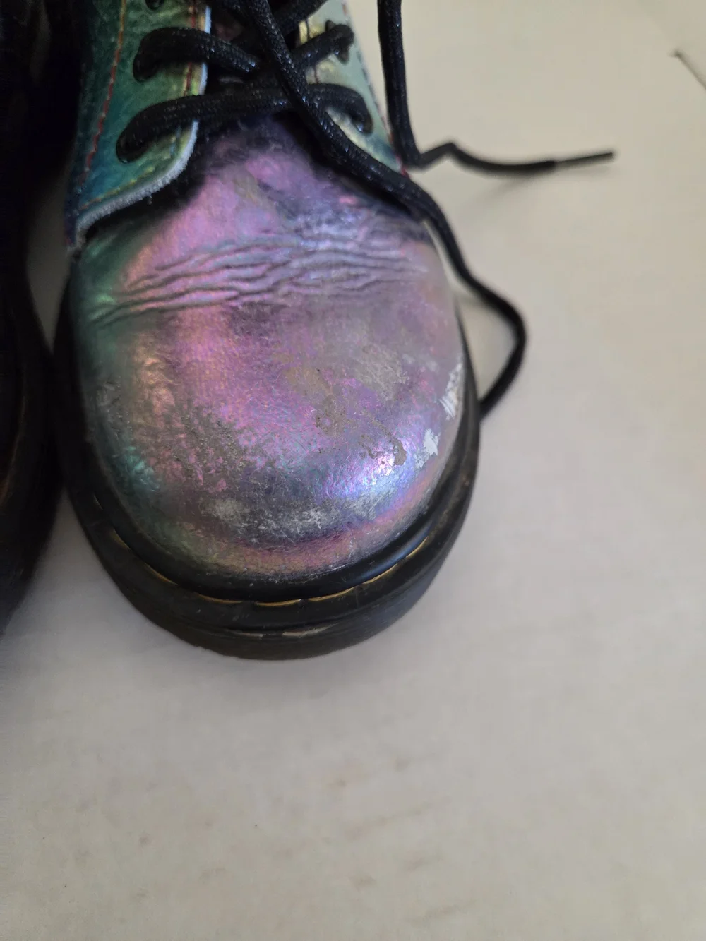 Kids Iridescent Rainbow Crinkle Dr Marten